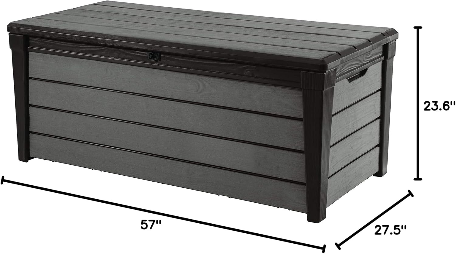 image:imageKeter Outdoor Storage Deck Box for Patio Backyard amp Garden Brushwood 120 Gal Brown Lockable Organizing and Waterproof Plastic Container Bench