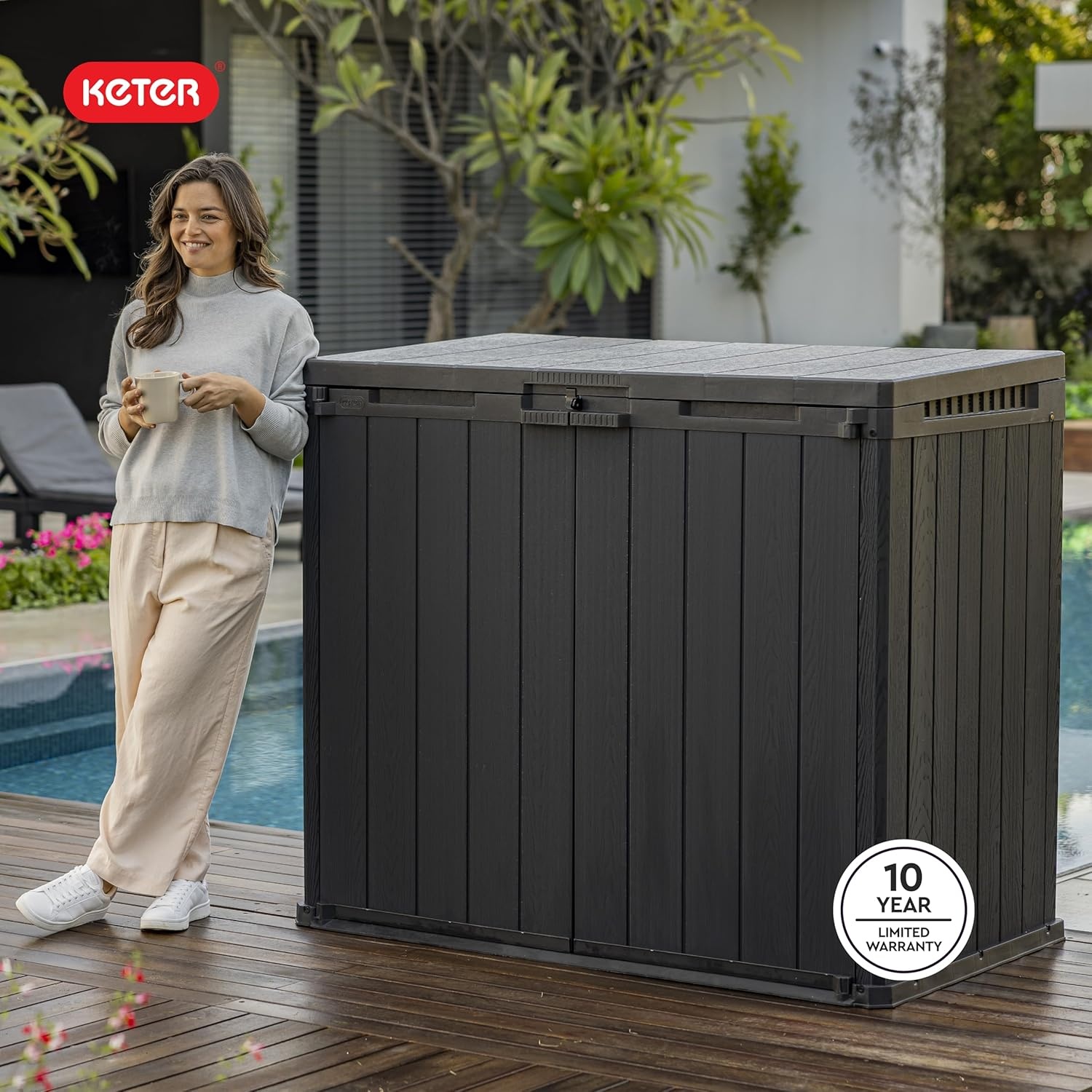 image:imageKeter Outdoor Storage Tool Shed for House Patio amp Yard Darwin 6 x 8 Ft Graphite Gray Portable and Lockable Resin Utility Organizer for Backyard Pool Garden or Lawn OrganizationGray