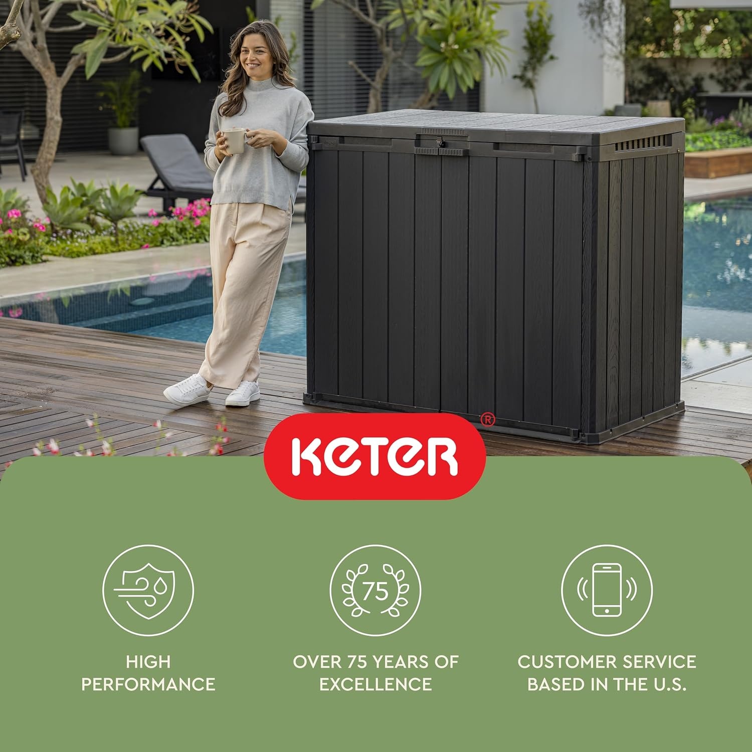 image:imageKeter Outdoor Storage Tool Shed for House Patio amp Yard Darwin 6 x 8 Ft Graphite Gray Portable and Lockable Resin Utility Organizer for Backyard Pool Garden or Lawn OrganizationGray
