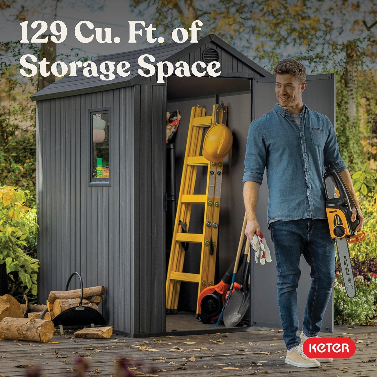 image:imageKeter Outdoor Storage Tool Shed for House Patio amp Yard Darwin 6 x 8 Ft Graphite Gray Portable and Lockable Resin Utility Organizer for Backyard Pool Garden or Lawn OrganizationGray