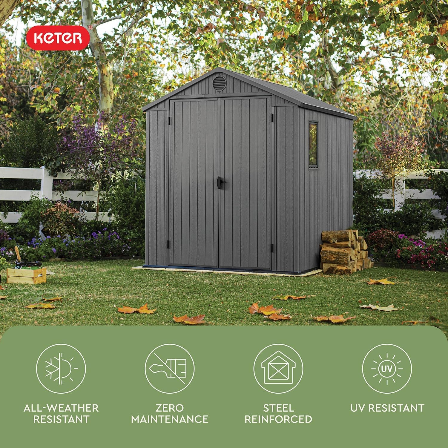 image:imageKeter Outdoor Storage Tool Shed for House Patio amp Yard Darwin 6 x 8 Ft Graphite Gray Portable and Lockable Resin Utility Organizer for Backyard Pool Garden or Lawn OrganizationGray