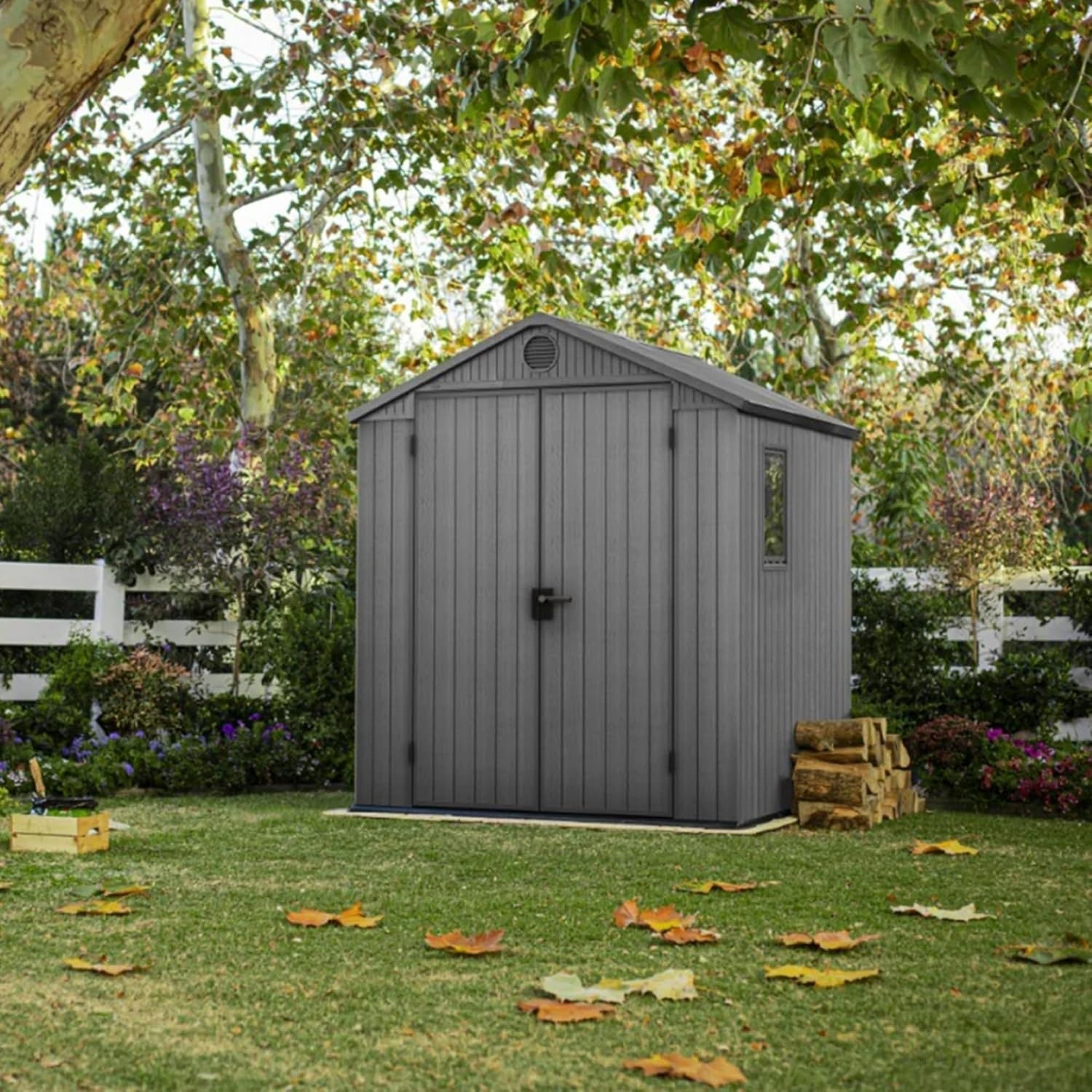image:imageKeter Outdoor Storage Tool Shed for House Patio amp Yard Darwin 6 x 8 Ft Graphite Gray Portable and Lockable Resin Utility Organizer for Backyard Pool Garden or Lawn OrganizationGray