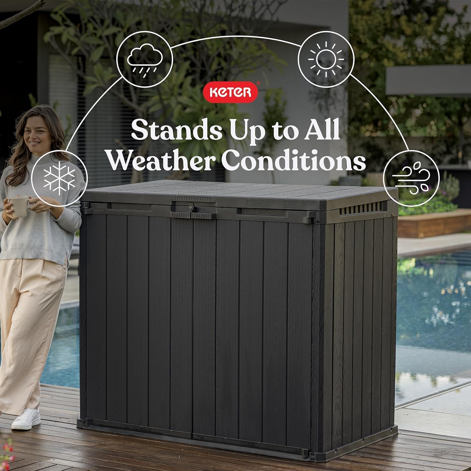 image:imageKeter Outdoor Storage Tool Shed for House Patio amp Yard Darwin 6 x 8 Ft Graphite Gray Portable and Lockable Resin Utility Organizer for Backyard Pool Garden or Lawn OrganizationGray