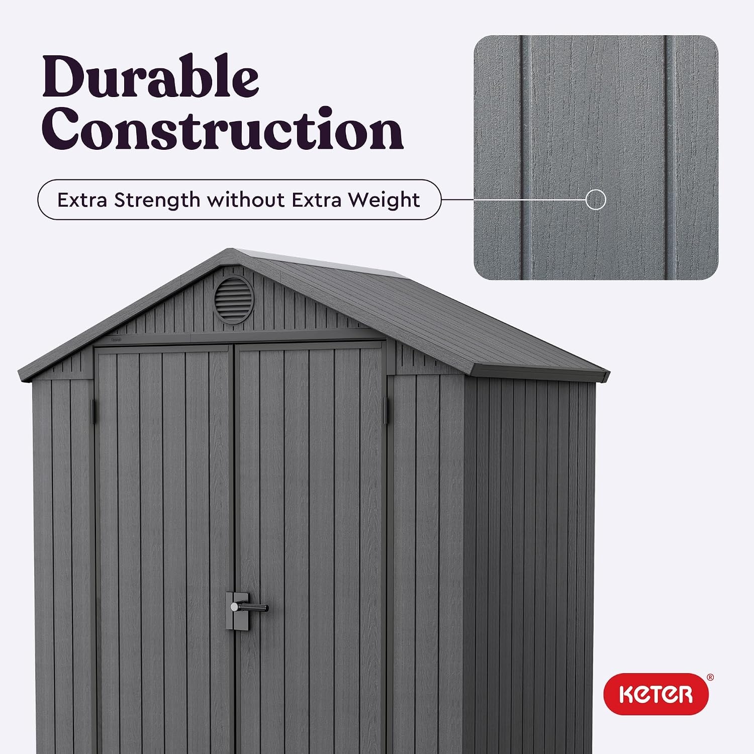 image:imageKeter Outdoor Storage Tool Shed for House Patio amp Yard Darwin 6 x 8 Ft Graphite Gray Portable and Lockable Resin Utility Organizer for Backyard Pool Garden or Lawn OrganizationGray