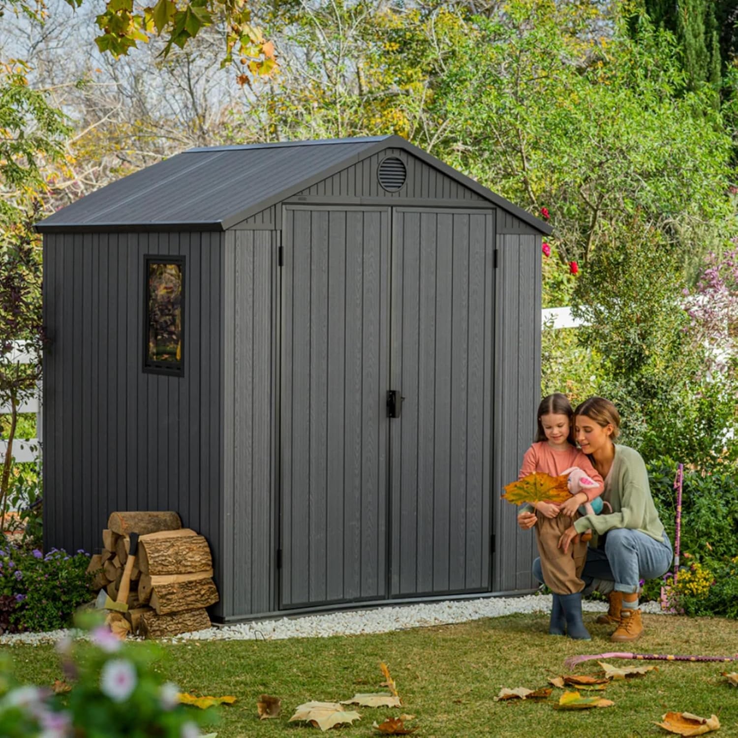 image:imageKeter Outdoor Storage Tool Shed for House Patio amp Yard Darwin 6 x 8 Ft Graphite Gray Portable and Lockable Resin Utility Organizer for Backyard Pool Garden or Lawn OrganizationGray