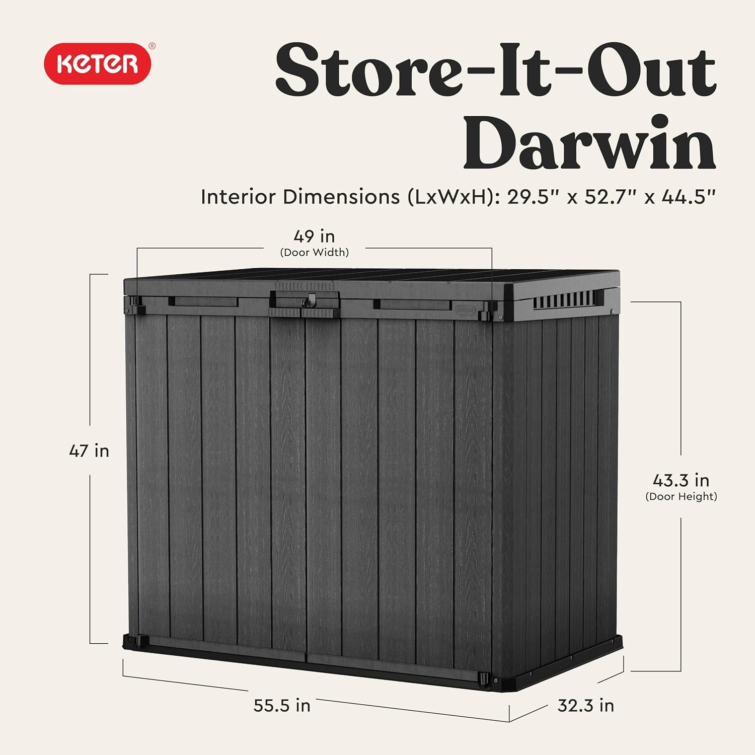 image:imageKeter Outdoor Storage Tool Shed for House Patio amp Yard Darwin 6 x 8 Ft Graphite Gray Portable and Lockable Resin Utility Organizer for Backyard Pool Garden or Lawn OrganizationGray