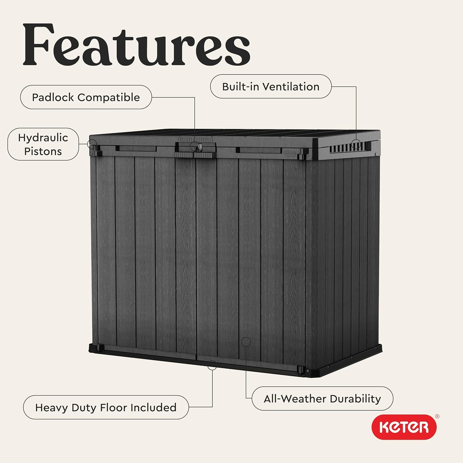 image:imageKeter Outdoor Storage Tool Shed for House Patio amp Yard Darwin 6 x 8 Ft Graphite Gray Portable and Lockable Resin Utility Organizer for Backyard Pool Garden or Lawn OrganizationGray