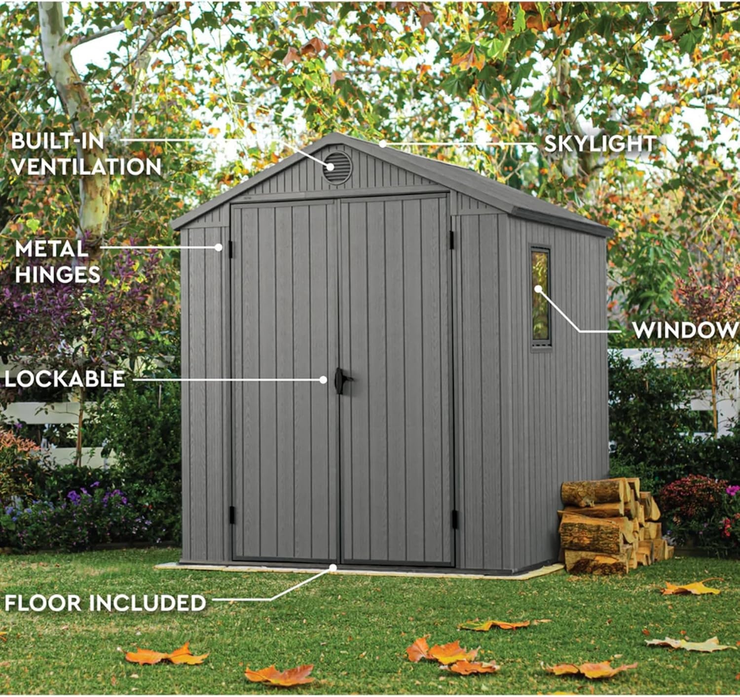 image:imageKeter Outdoor Storage Tool Shed for House Patio amp Yard Darwin 6 x 8 Ft Graphite Gray Portable and Lockable Resin Utility Organizer for Backyard Pool Garden or Lawn OrganizationGray