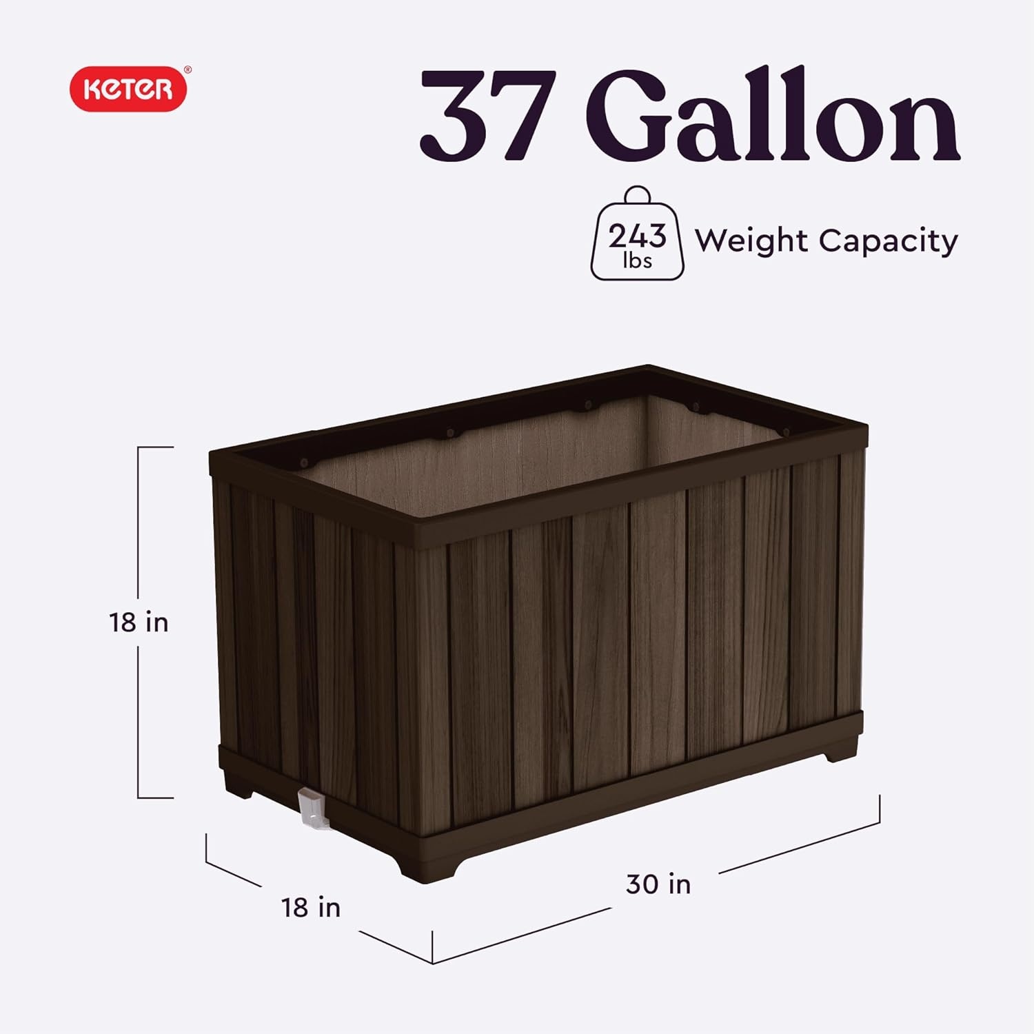 image:imageKeter Signature 216 Inch Tall Square Large Wood Look Planter for Indoor or Outdoor Flower Pot Ideal for Patio Deck and Front Porch Decor RosewoodRectangle
