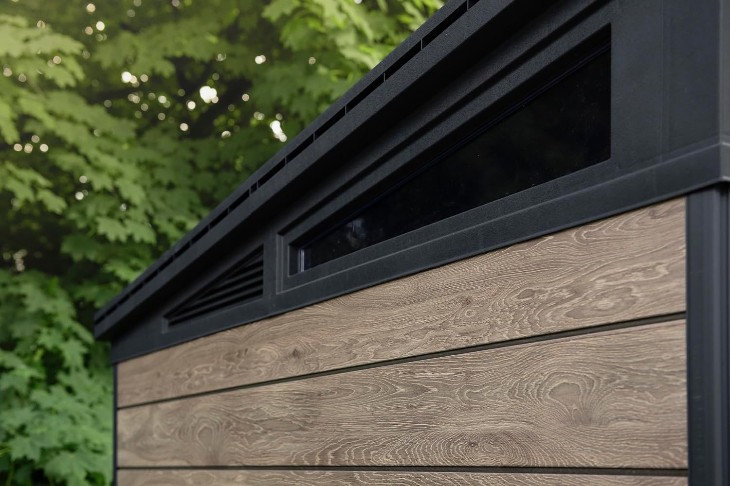 image:imageKeter Signature Collection 11x7 Ft AllWeather Storage Shed with Skylight Window Builtin Ventilation amp Lockable Double Doors AshwoodAshwood