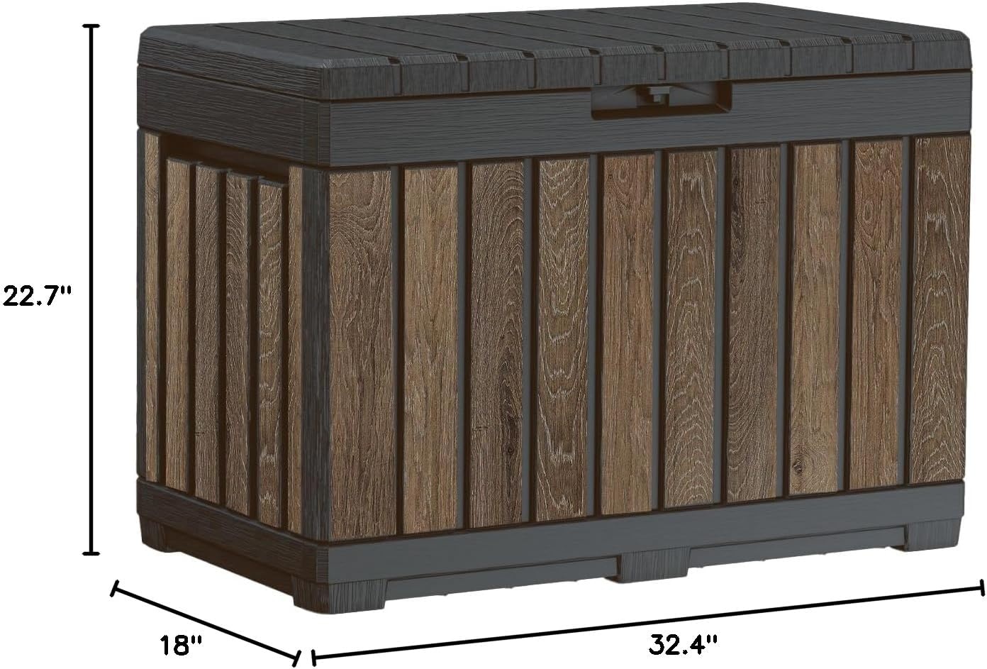 image:imageKeter Signature Collection 150 Gallon Resin Deck Box Organization and Storage Box for Patio Outdoor Cushions Throw Pillows Garden Tools and Pool Supplies WalnutWalnut