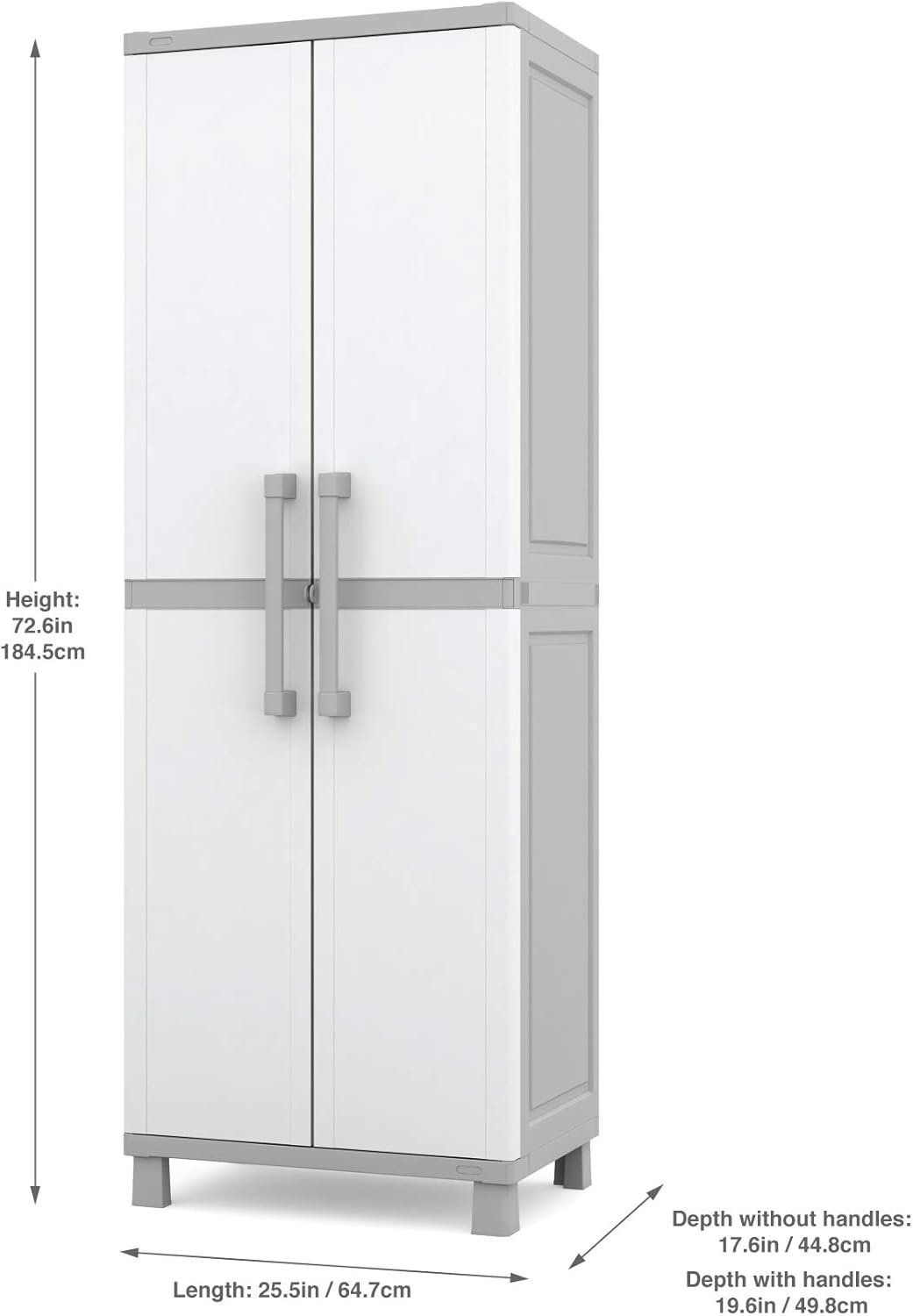 image:imageKeter Storage Cabinet with Doors and Shelves for Laundry Room Garage Bathroom Accessories Closet and Home Organization White amp Grey