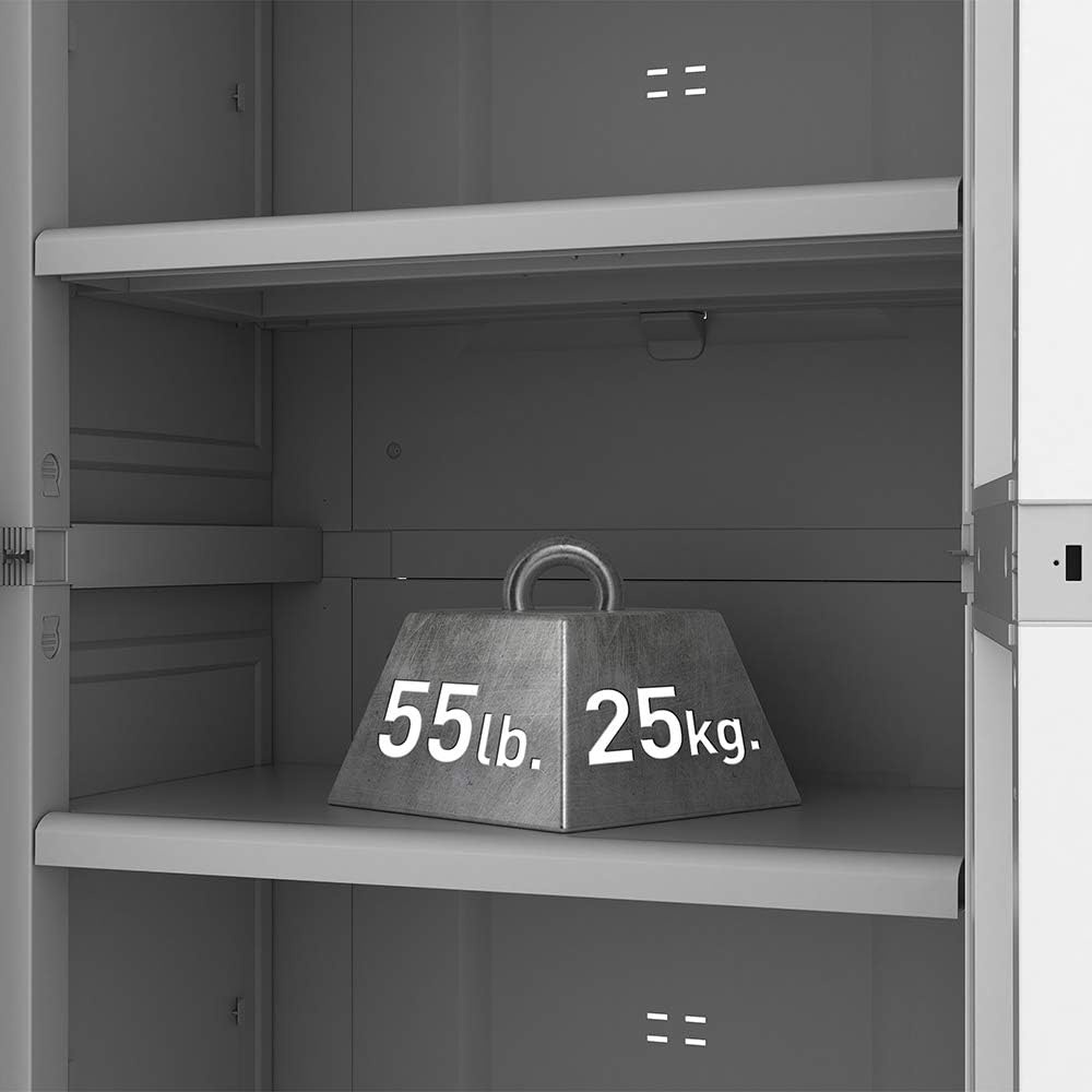 image:imageKeter Storage Cabinet with Doors and Shelves for Laundry Room Garage Bathroom Accessories Closet and Home Organization White amp Grey