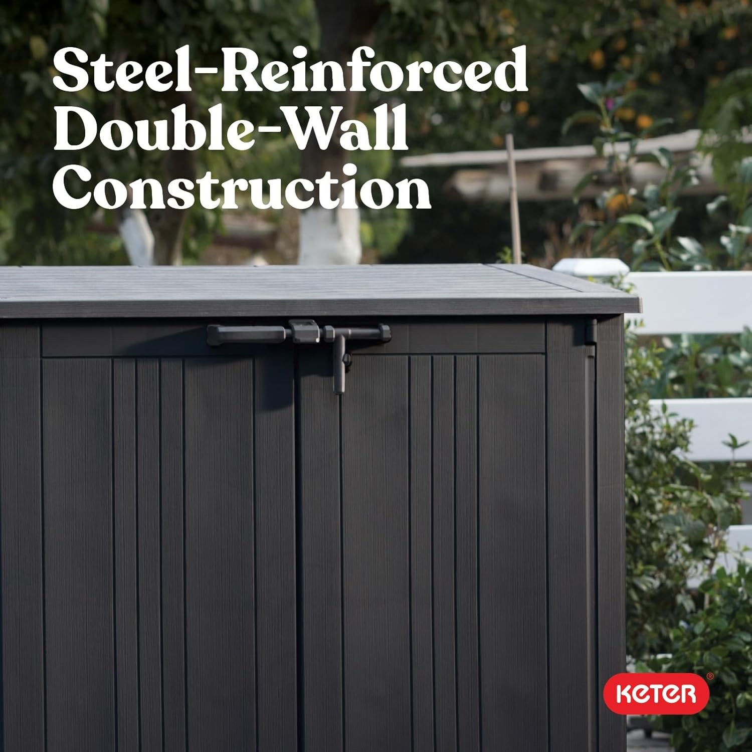 image:imageKeter StoreItOut Prime 43 x 37 ft Outdoor Resin Storage Shed with Easy Lift Hinges Perfect for Yard Tools Pool Toys and Garden Accessories GreyBlack