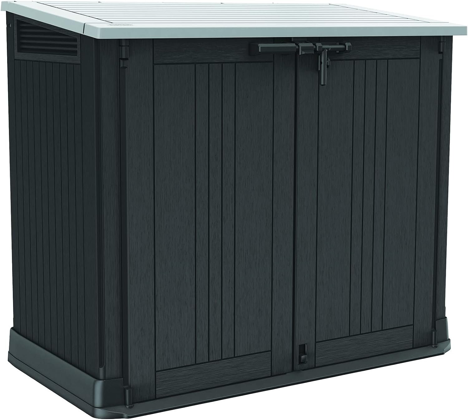 image:imageKeter StoreItOut Prime 43 x 37 ft Outdoor Resin Storage Shed with Easy Lift Hinges Perfect for Yard Tools Pool Toys and Garden Accessories GreyBlack