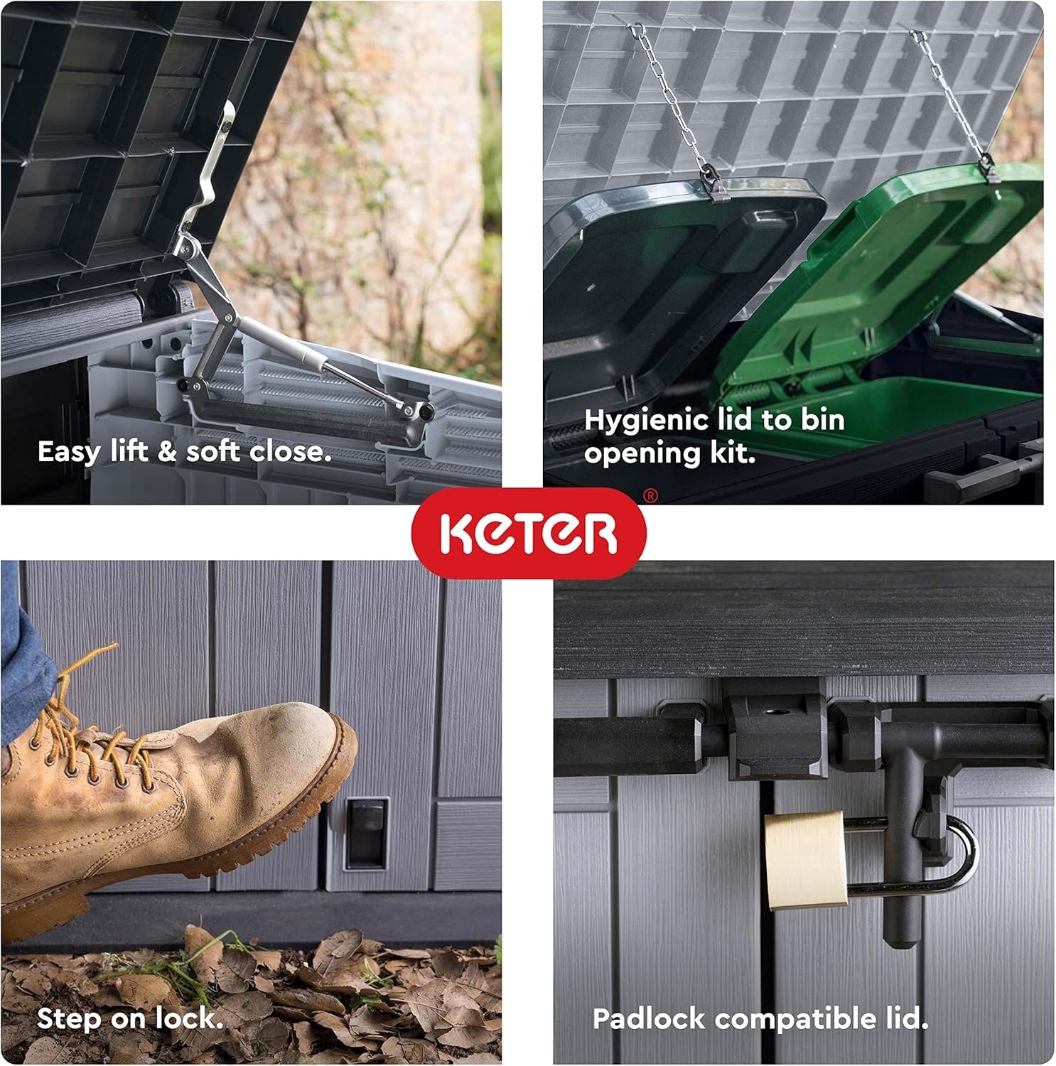 image:imageKeter StoreItOut Prime 43 x 37 ft Outdoor Resin Storage Shed with Easy Lift Hinges Perfect for Yard Tools Pool Toys and Garden Accessories GreyGray