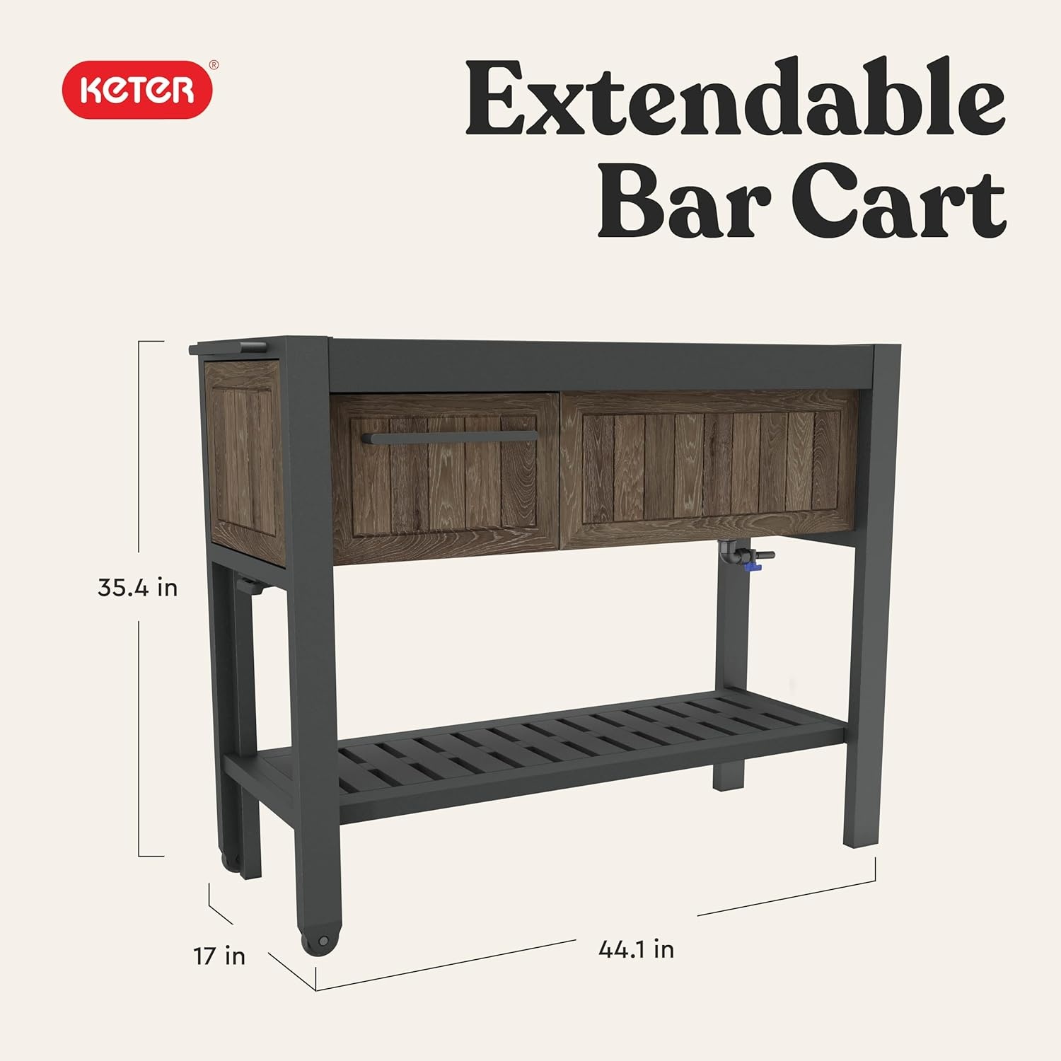 image:imageKeter Unity XL Portable Outdoor Table with Stainless Steel Top for Kitchen Prep and Outdoor Storage Cabinet for Grilling Accessories Dark GreyRosewood