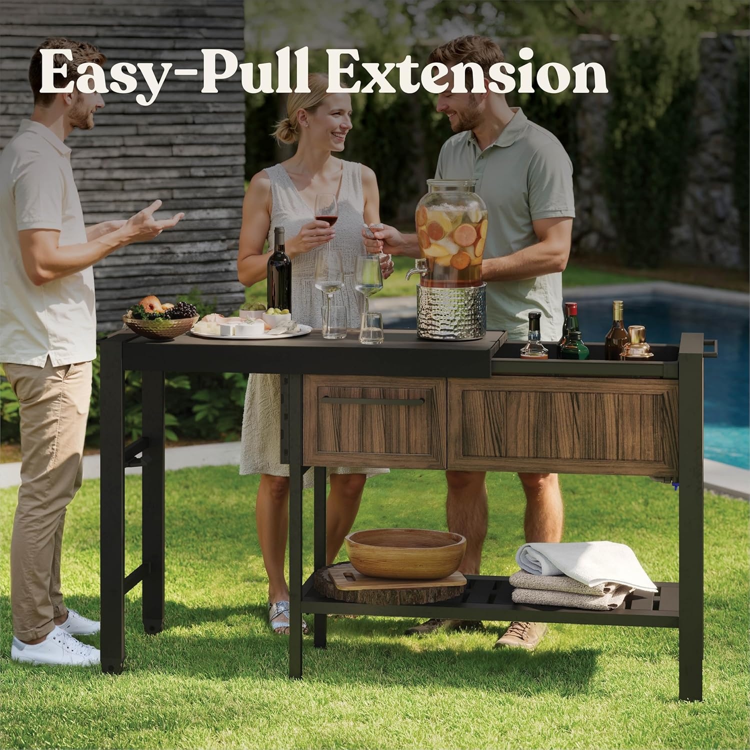 image:imageKeter Unity XL Portable Outdoor Table with Stainless Steel Top for Kitchen Prep and Outdoor Storage Cabinet for Grilling Accessories Dark GreyRosewood