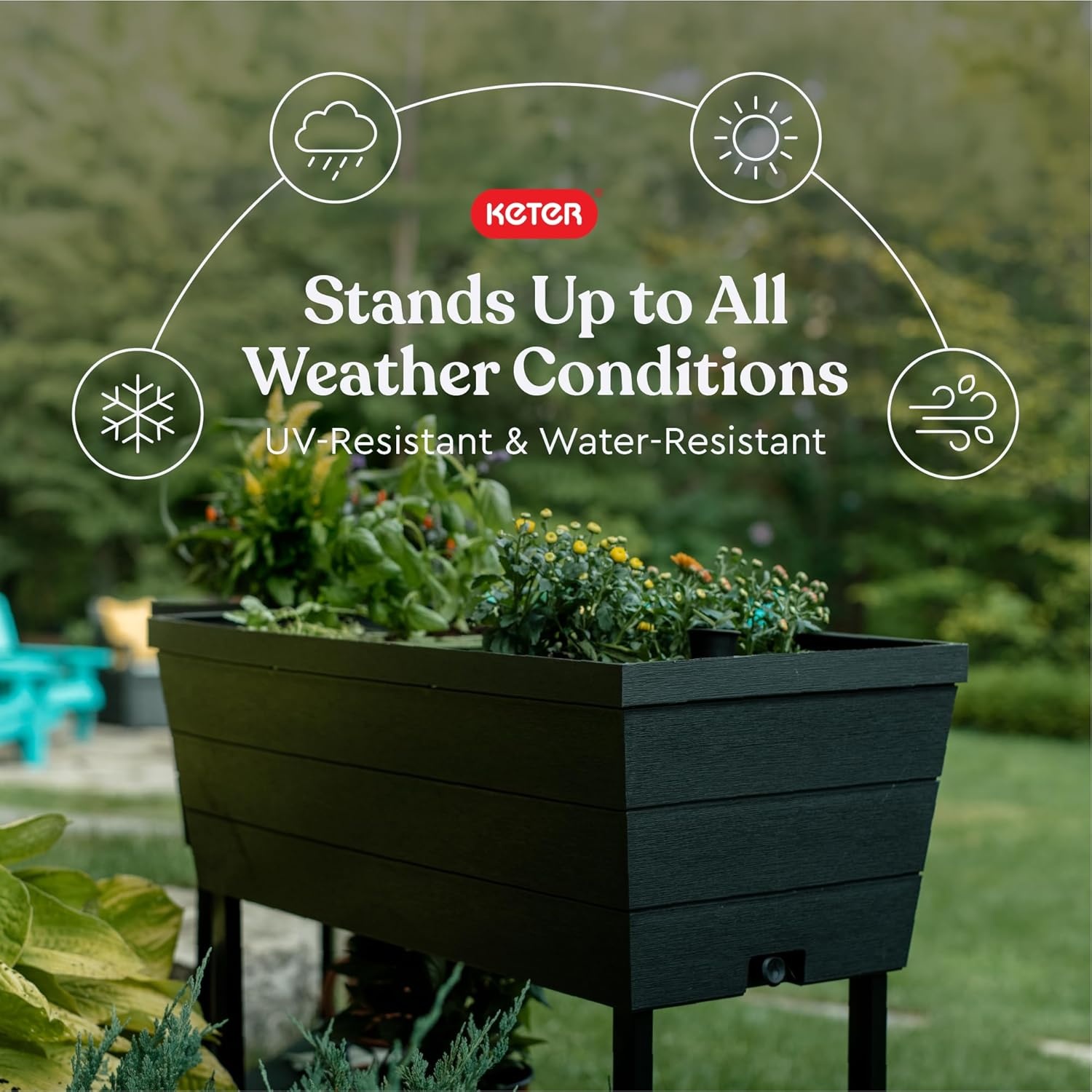 image:imageKeter Urban Bloomer 127 Gallon Raised Garden Bed and Outdoor Herb Garden Planter with Self Watering Gauge and Drainage Plug Dark GreyUrban Bloomer Planter