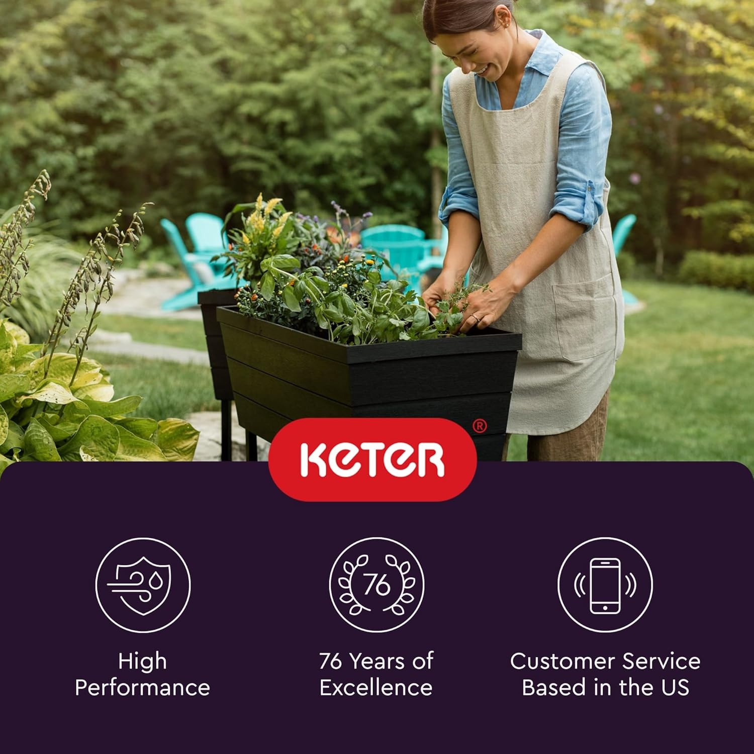 image:imageKeter Urban Bloomer 127 Gallon Raised Garden Bed and Outdoor Herb Garden Planter with Self Watering Gauge and Drainage Plug Dark GreyUrban Bloomer Planter