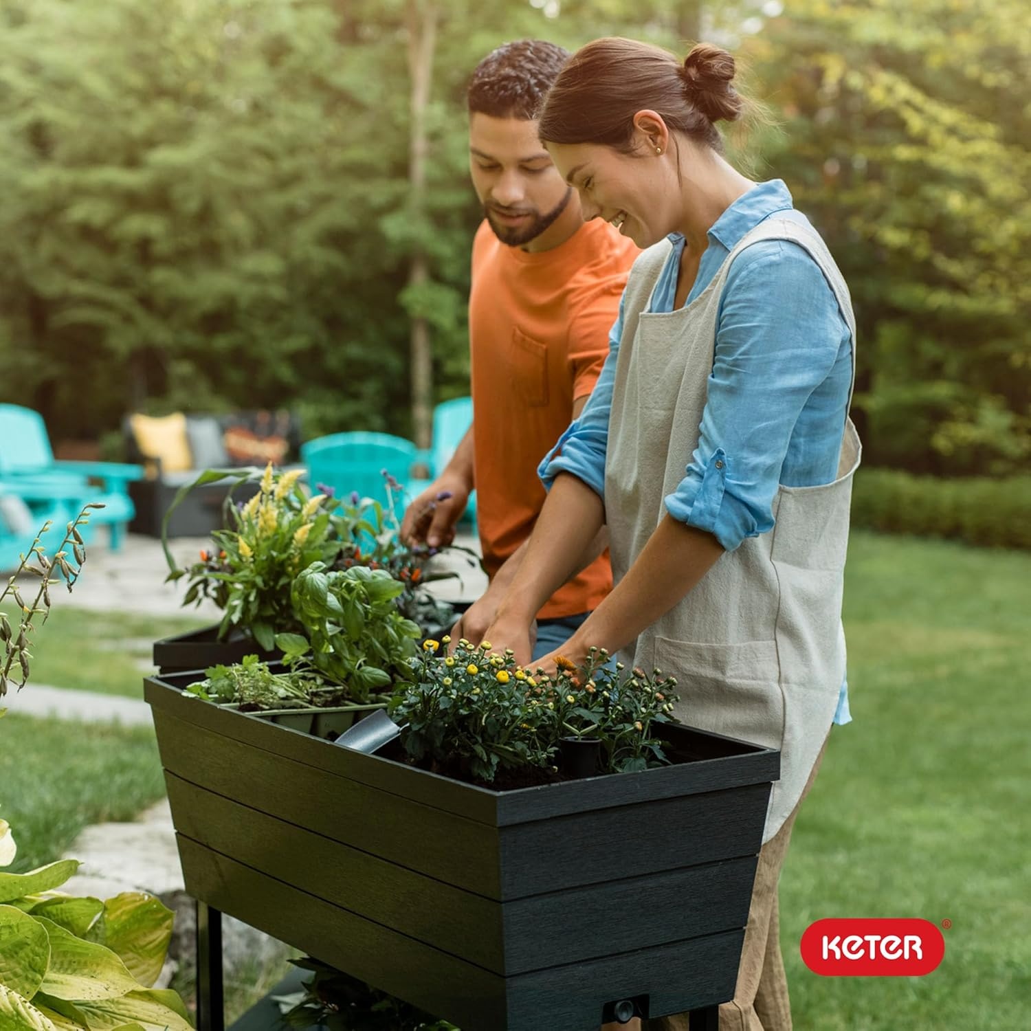 image:imageKeter Urban Bloomer 127 Gallon Raised Garden Bed and Outdoor Herb Garden Planter with Self Watering Gauge and Drainage Plug Dark GreyUrban Bloomer Planter
