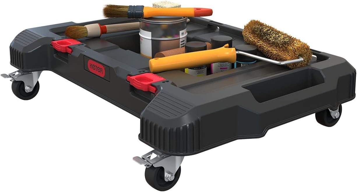 image:imageStack N Roll 4Piece Rolling Tool Storage System Includes Large Rolling Tool Box 2Drawer Tool Box amp 2 Tray Organizers Modular Stackable Tool Storage with Wheels for Garage amp WorkshopDolly