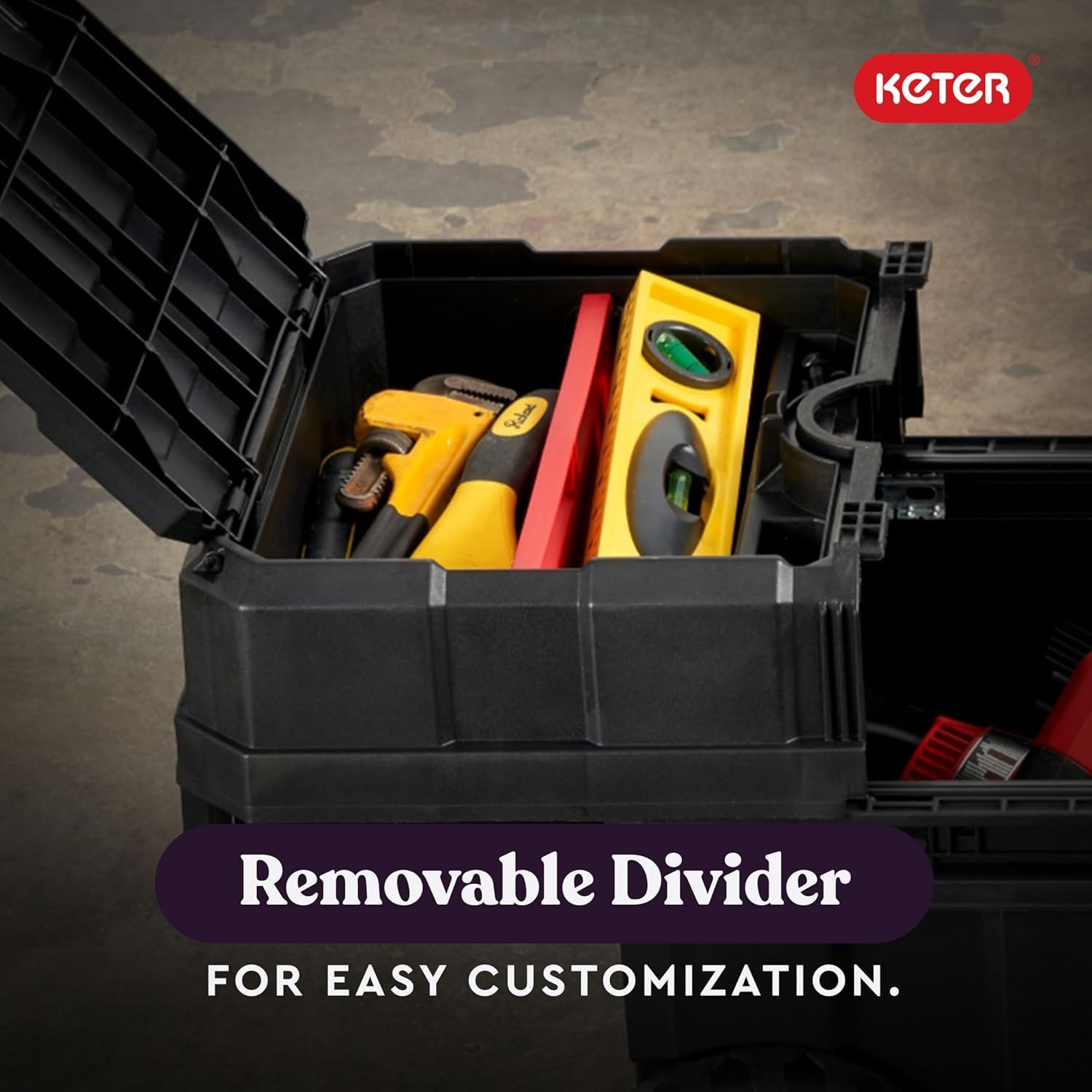 image:imageStack N Roll 4Piece Rolling Tool Storage System Includes Large Rolling Tool Box 2Drawer Tool Box amp 2 Tray Organizers Modular Stackable Tool Storage with Wheels for Garage amp WorkshopMasterloader
