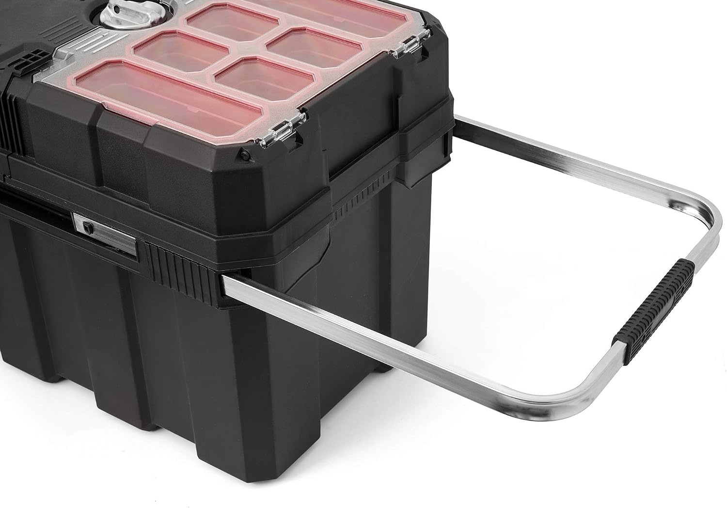 image:imageStack N Roll 4Piece Rolling Tool Storage System Includes Large Rolling Tool Box 2Drawer Tool Box amp 2 Tray Organizers Modular Stackable Tool Storage with Wheels for Garage amp WorkshopMasterloader