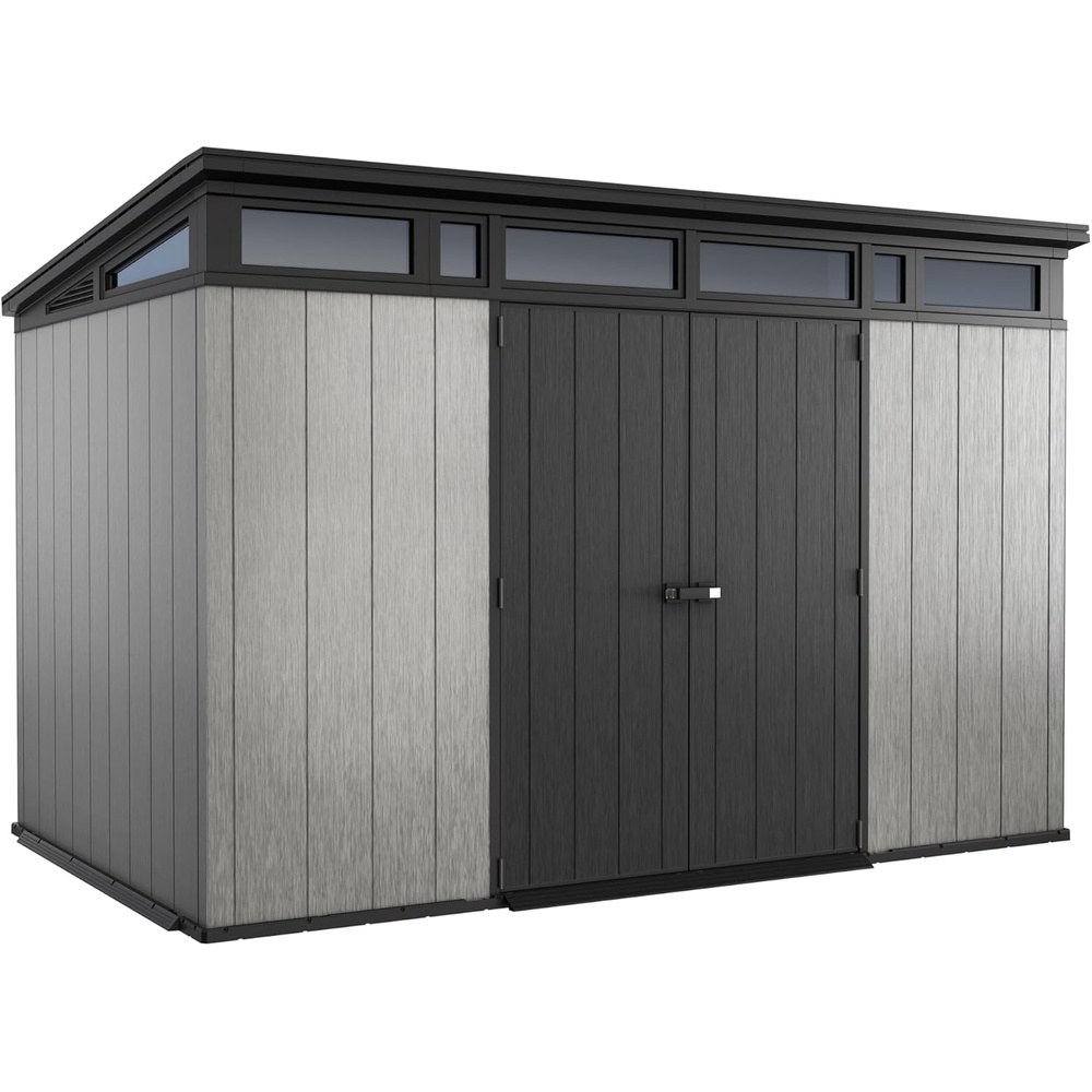 image:imageKeter Artisan 11x7 Modern Resin Outdoor Storage Shed KitPerfect to Store Patio Furniture Garden Tools Bike Accessories Beach Chairs and Lawn Mower Grey amp Black