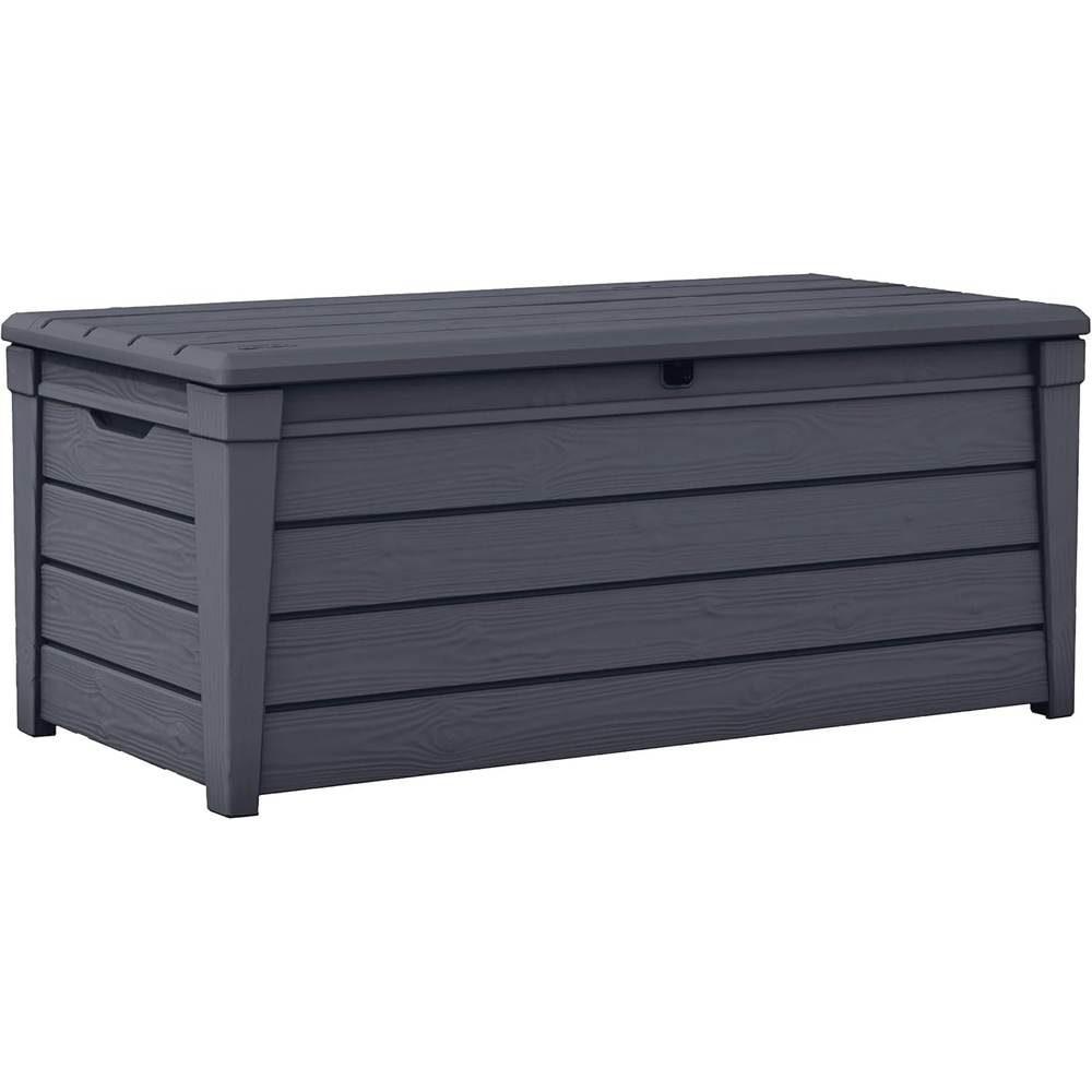 image:imageKeter Brightwood 120 Gallon Resin Large Deck Box for Patio Garden Outdoor Cushion Storage Pool Accessories Tools Grey