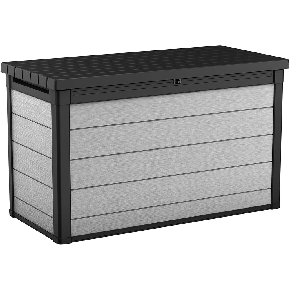 image:imageKeter Denali 30 Gallon Resin Outdoor Storage Box and Patio Furniture Side Table for Pool and Garden Accessories Grey amp Black200 Gallons