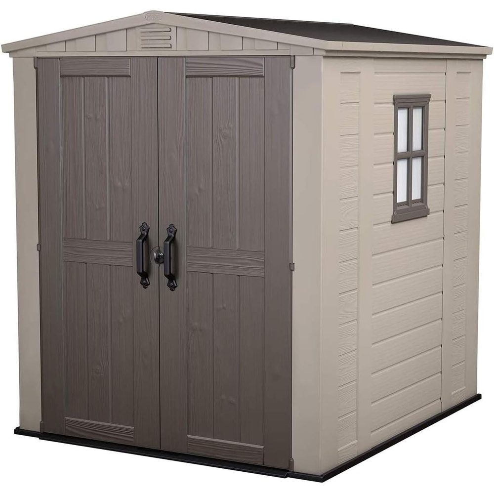 image:imageKeter Factor 6x6 Large Resin Outdoor Storage Shed for Patio Furniture Lawn Mower and Bike Storage