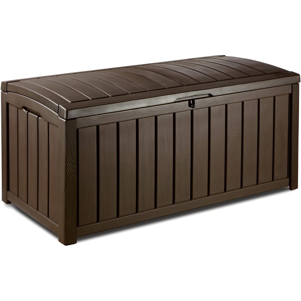 image:imageKeter Glenwood 101 Gallon Resin Large Deck BoxOrganization and Storage for Patio Furniture Outdoor Cushions Garden Tools and Pool Toys Grey amp Black