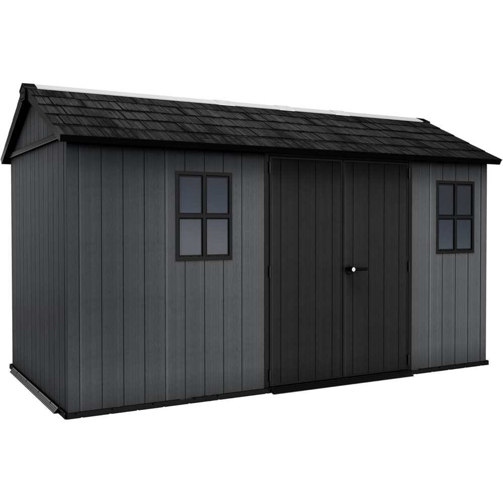 image:imageKeter Newton Plus 75x7 Ft AllWeather Storage Shed with Skylight Window Builtin Ventilation Customizable Walls amp Lockable Double Doors Graphite75x13