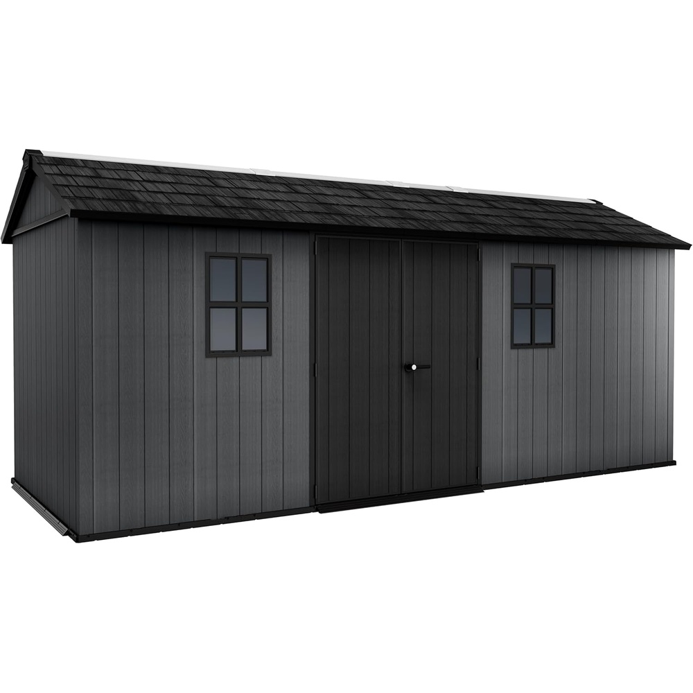 image:imageKeter Newton Plus 75x7 Ft AllWeather Storage Shed with Skylight Window Builtin Ventilation Customizable Walls amp Lockable Double Doors Graphite75x17