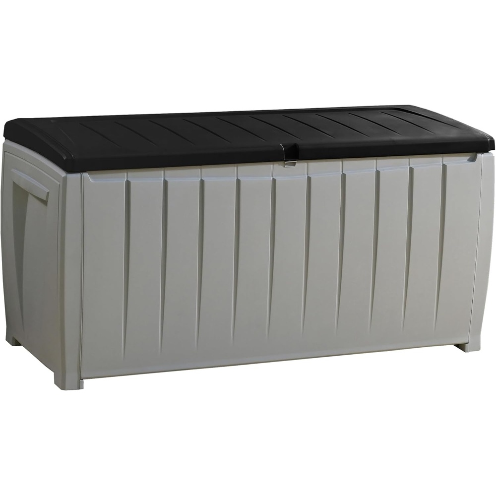 image:imageKeter Novel Plastic Deck Storage Container Box Outdoor Patio Furniture 90 Gal BrownGreyBlack