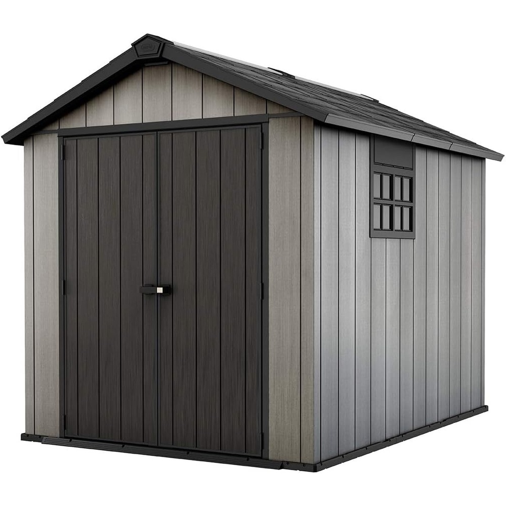 image:imageKeter Oakland 75x7 Foot Large Resin Outdoor Shed with Customizable Walls for Lawn Mower and Bike Storage 75 x 7 GreyGray