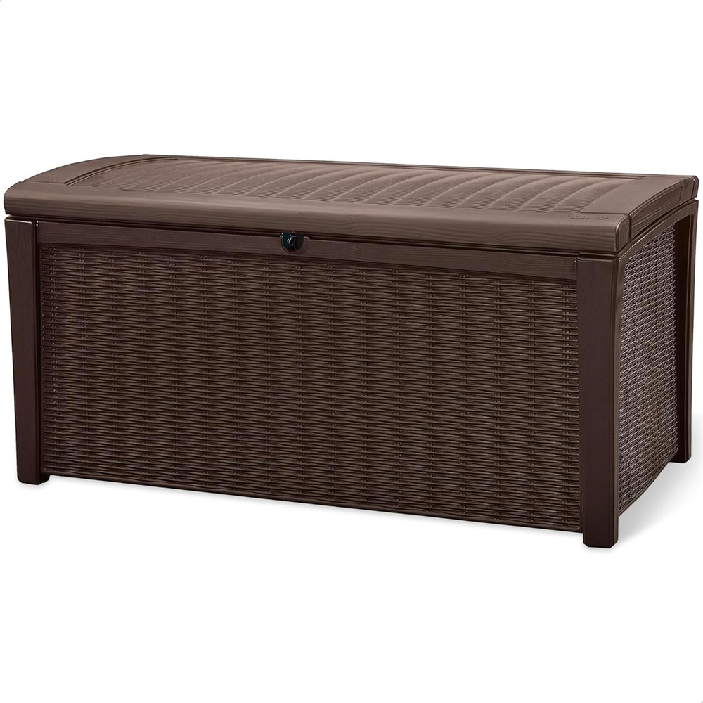 image:imageKeter Outdoor Storage Deck Box for Patio Backyard amp Garden Borneo 110 Gal Grey Lockable Organizing and Waterproof Plastic Container BenchBrown