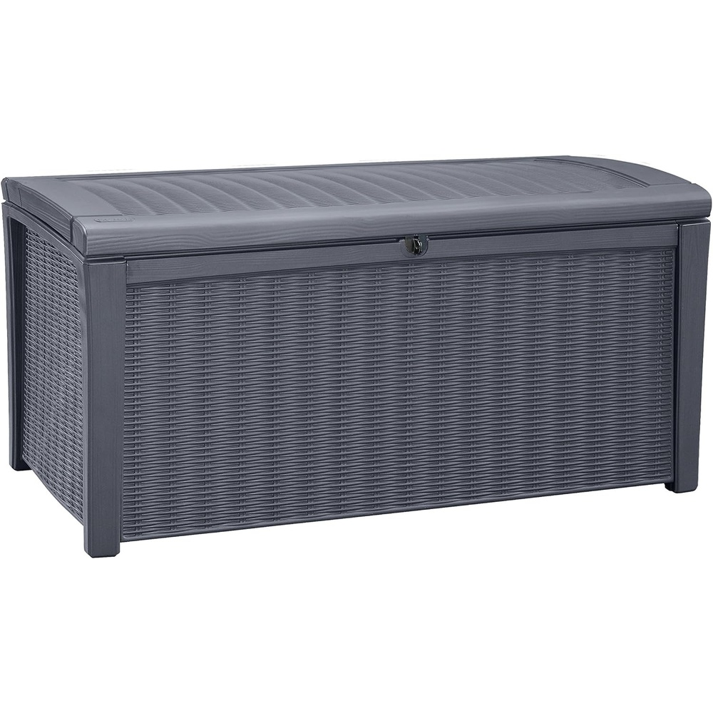 image:imageKeter Outdoor Storage Deck Box for Patio Backyard amp Garden Borneo 110 Gal Grey Lockable Organizing and Waterproof Plastic Container BenchGrey