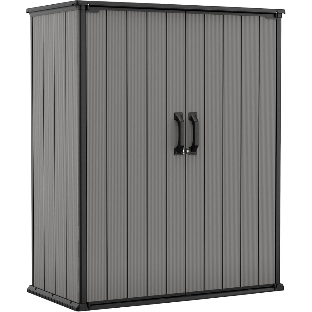 image:imageKeter Premier Tall 46x56 ft Resin Outdoor Storage Shed Backyard Garden Shed with Shelving Brackets for Tools Patio Furniture Pool amp Bike Storage Grey amp Black 62 cu ft Capacity