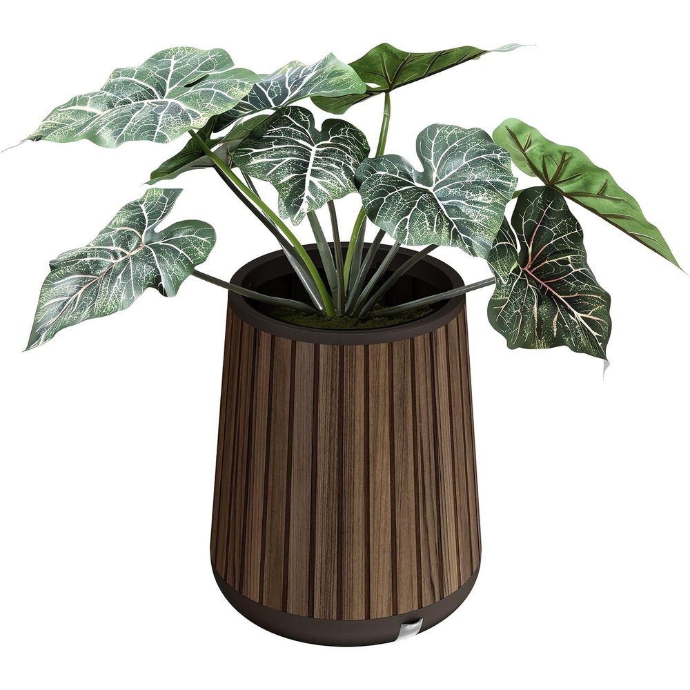 image:imageKeter Signature 216 Inch Tall Square Large Wood Look Planter for Indoor or Outdoor Flower Pot Ideal for Patio Deck and Front Porch Decor RosewoodConic