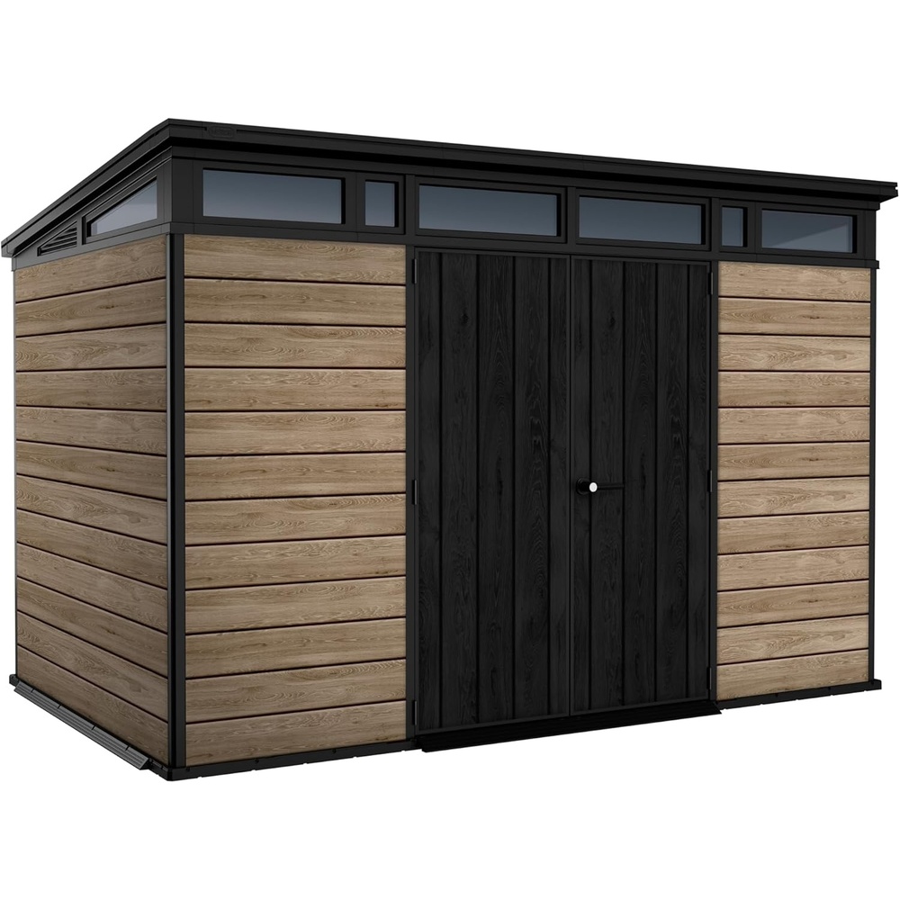 image:imageKeter Signature Collection 11x7 Ft AllWeather Storage Shed with Skylight Window Builtin Ventilation amp Lockable Double Doors AshwoodAshwood