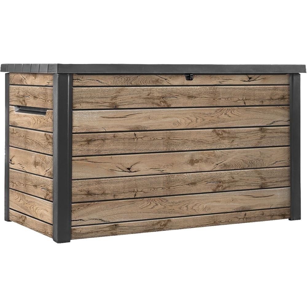 image:imageKeter Signature Collection 230 Gallon Resin Deck Box Organization and Storage Box for Patio Outdoor Cushions Throw Pillows Garden Tools and Pool Supplies Pine