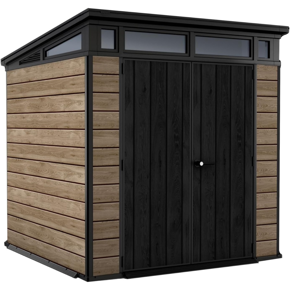 image:imageKeter Signature Collection 7x7 Ft AllWeather Storage Shed with Skylight Window Builtin Ventilation amp Lockable Double Doors Ashwood