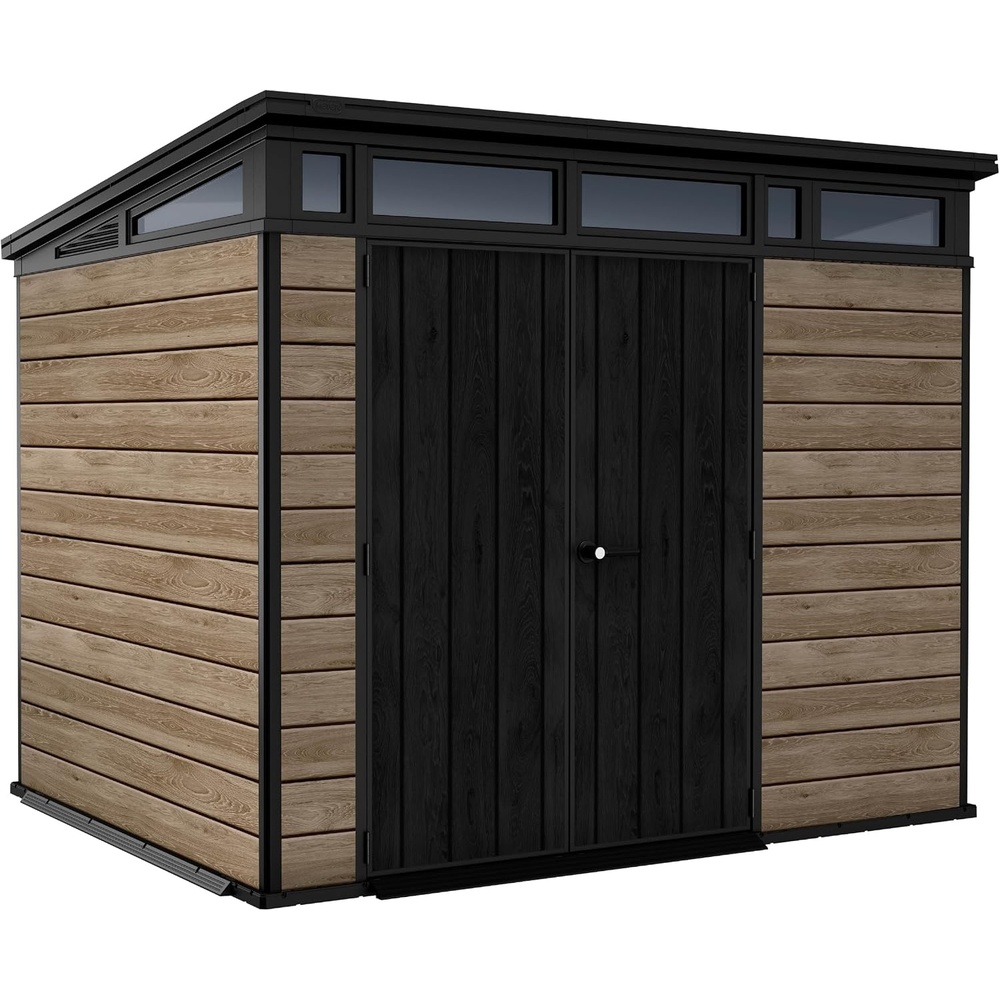 image:imageKeter Signature Collection 9x7 Ft AllWeather Storage Shed with Skylight Window Builtin Ventilation amp Lockable Double Doors Ashwood