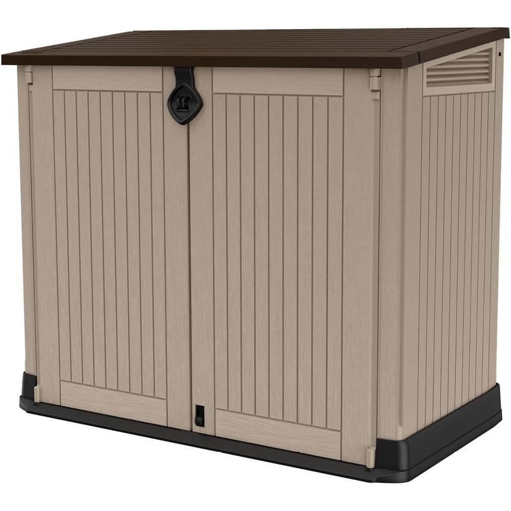 image:imageKeter StoreItOut Prime 43 x 37 ft Outdoor Resin Storage Shed with Easy Lift Hinges Perfect for Yard Tools Pool Toys and Garden Accessories GreyBeige