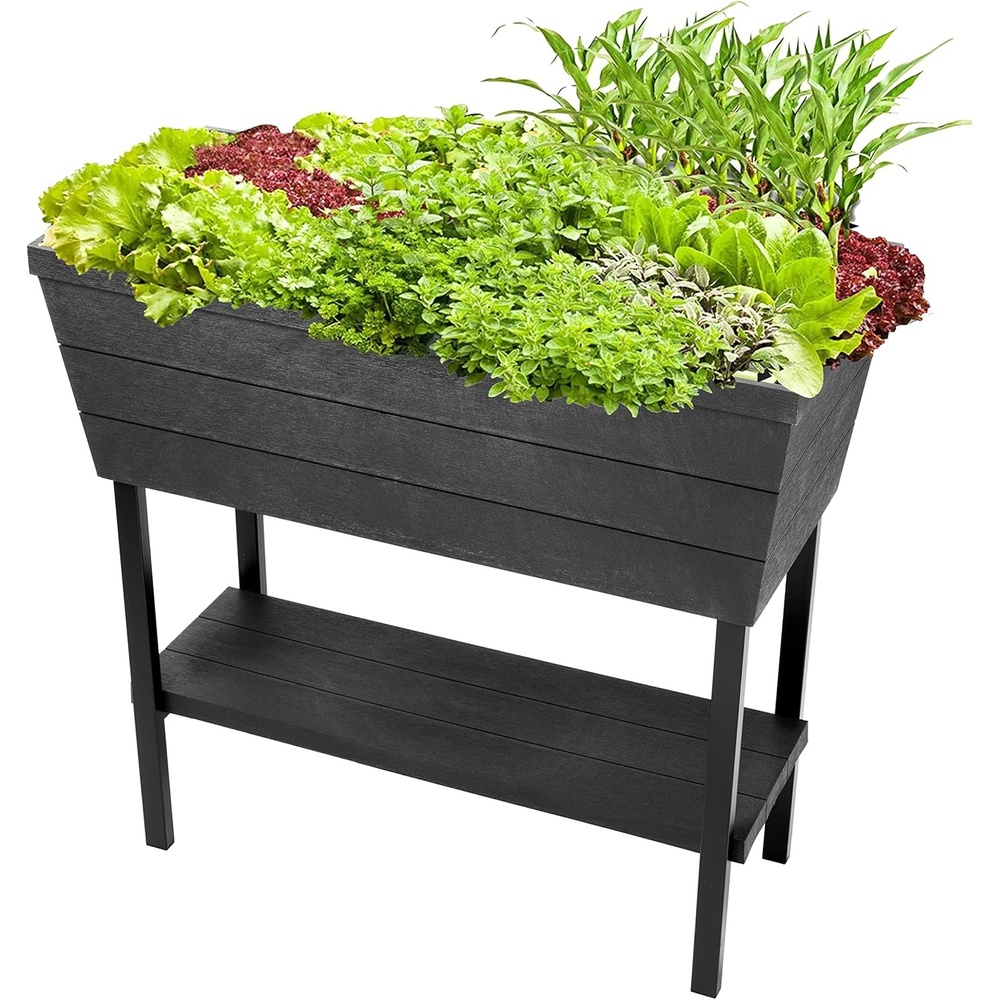 image:imageKeter Urban Bloomer 127 Gallon Raised Garden Bed and Outdoor Herb Garden Planter with Self Watering Gauge and Drainage Plug Dark GreyUrban Bloomer Planter