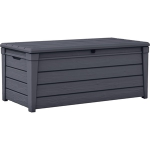image:imageKeter Brightwood 120 Gallon Resin Large Deck Box for Patio Garden Outdoor Cushion Storage Pool Accessories Tools Grey