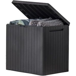image:imageKeter City 30 Gallon Resin Outdoor Storage Box and Patio Furniture Side Table for Pool and Garden Accessories BeigeDark Grey