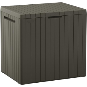 image:imageKeter City 30 Gallon Resin Outdoor Storage Box and Patio Furniture Side Table for Pool and Garden Accessories BeigeMossy Brown